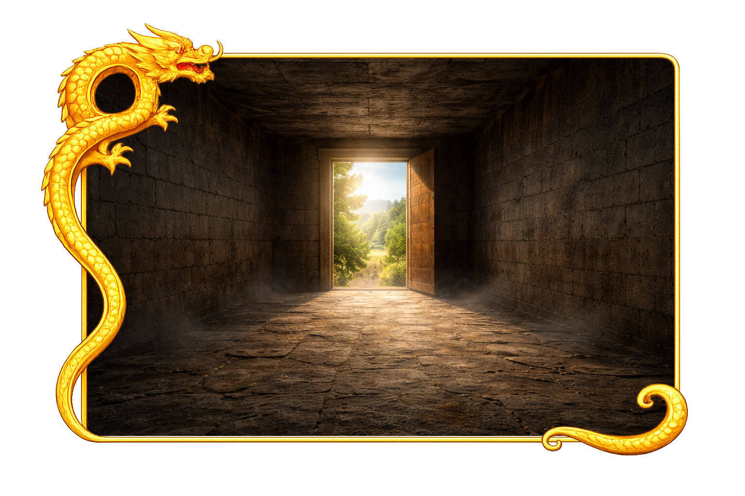 Ilustração de uma porta levando ao exterior